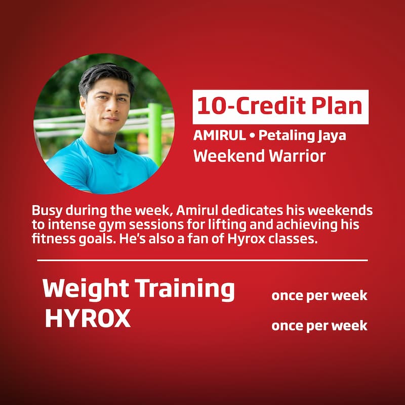 Amirul uses the 10-credit FitPass plan for his weekly weight and Hyrox training.