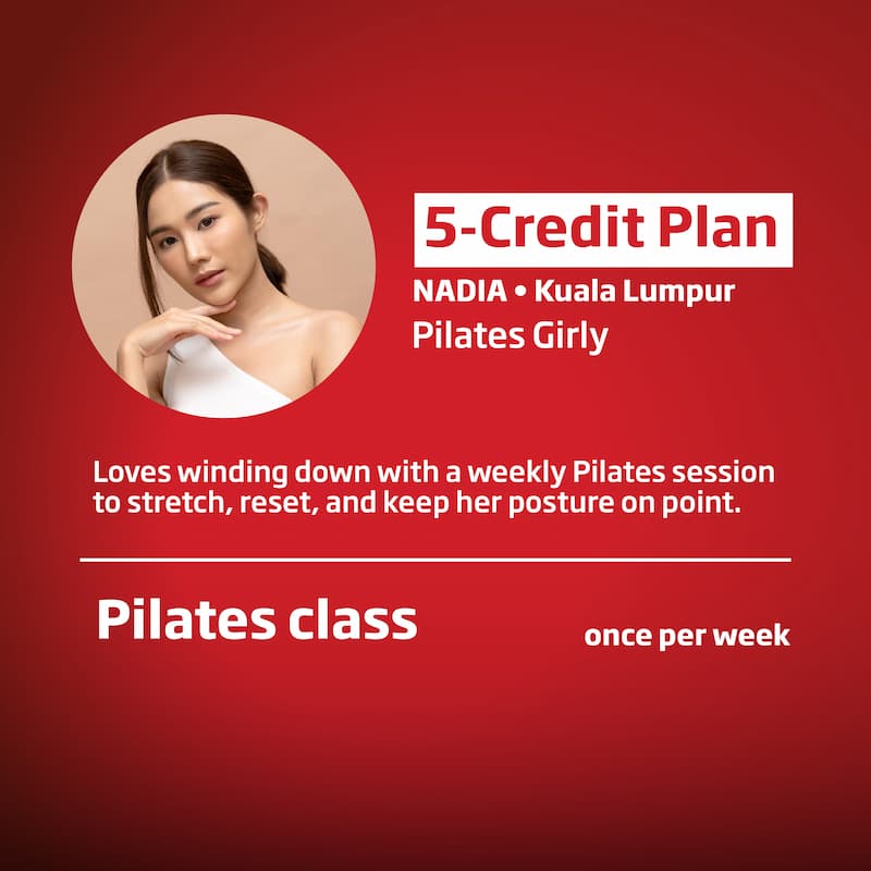 Nadia uses the 5-credit FitPass plan for her weekly Pilates class.
