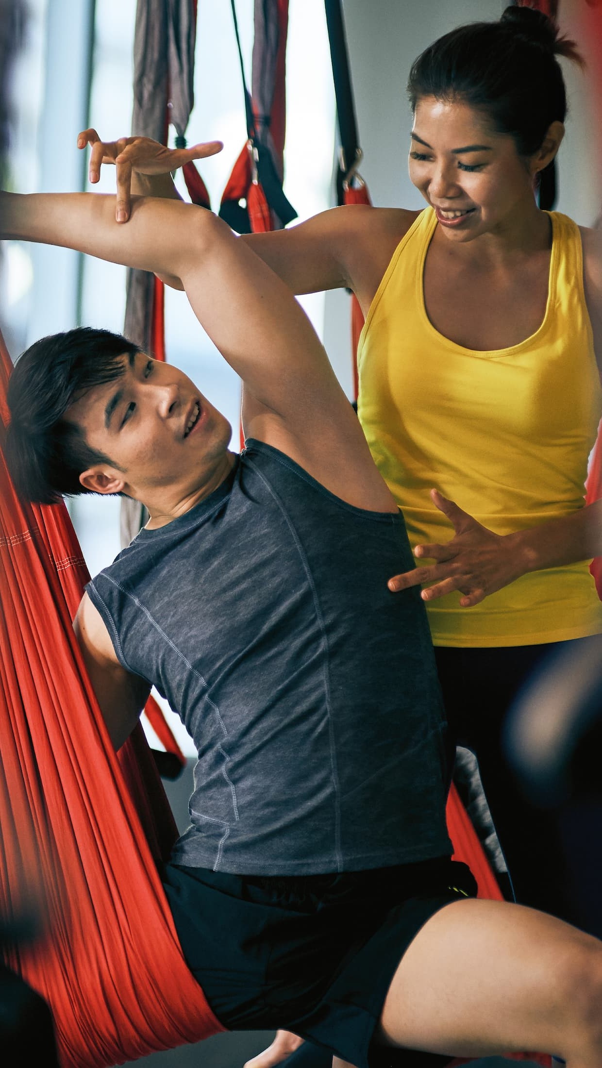 Aerial flow yoga class